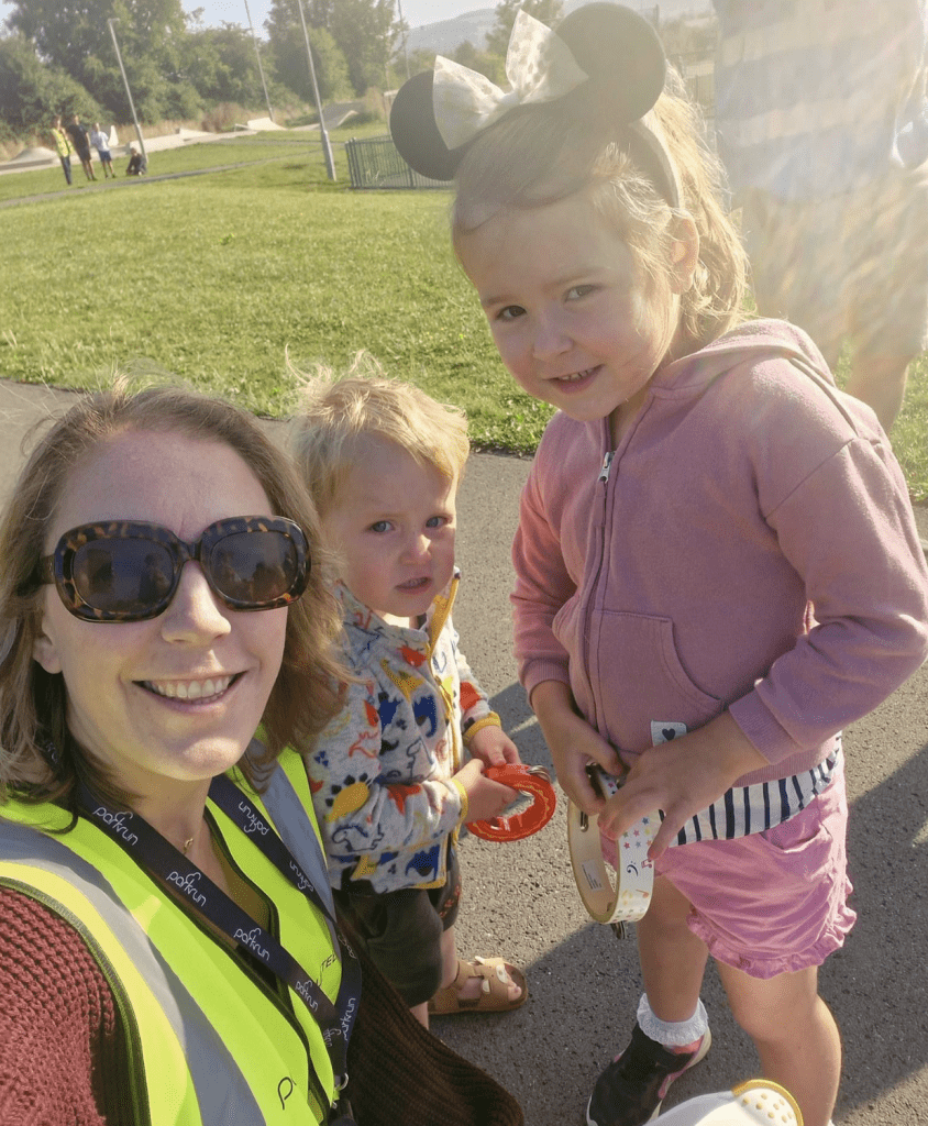 Amy volunteering with her children